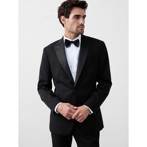 Banana Republic Black Wool Tuxedo Jacket 44R Slim Fit Italian Fabric NWT $550